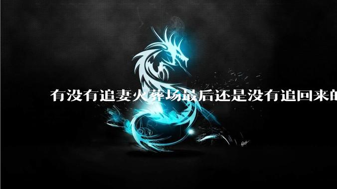 有没有追妻火葬场最后还是没有追回来的***？